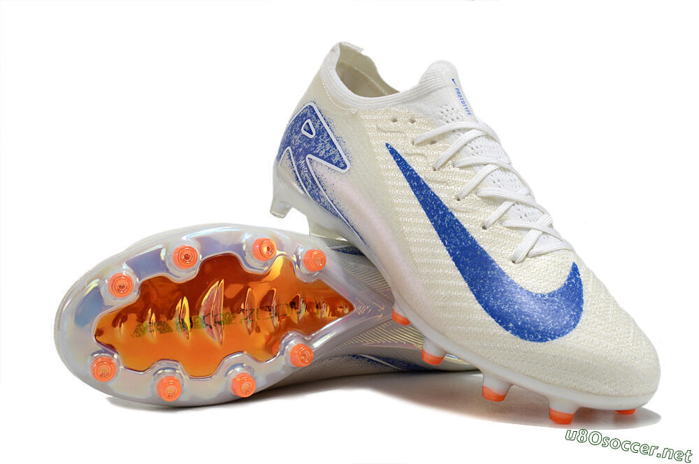 Unisex Nike Air Zoom Mercurial Vapor 16 Elite AG Football Boots - Beige/Blue 3