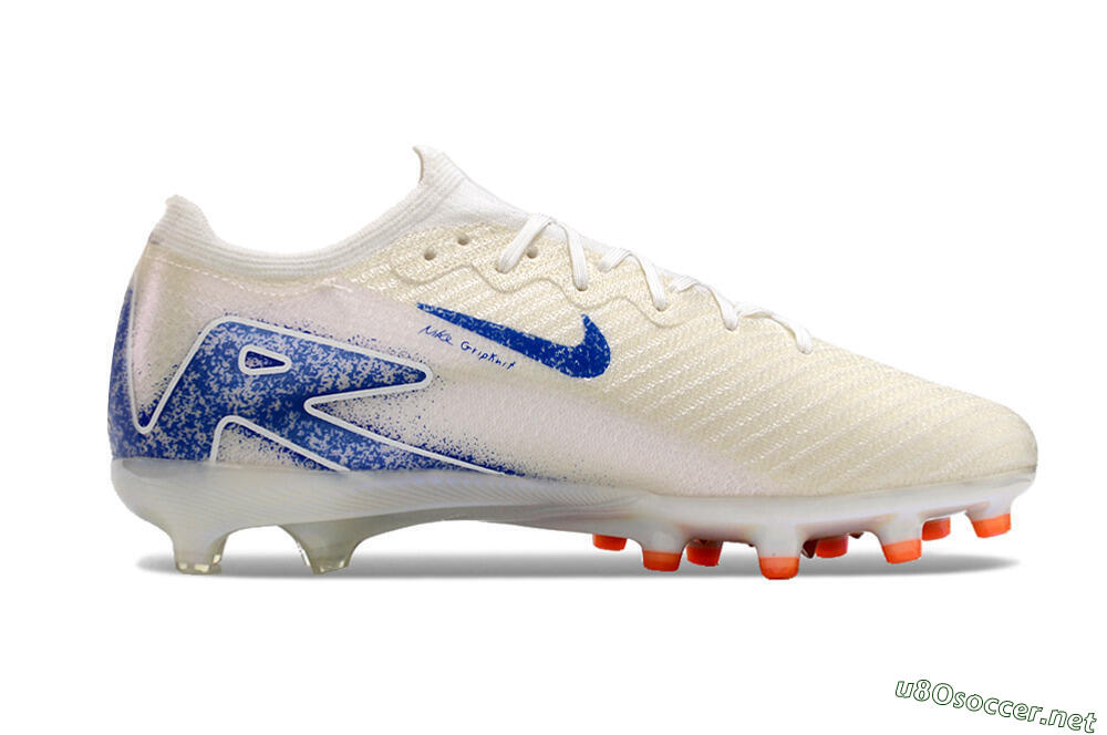 Unisex Nike Air Zoom Mercurial Vapor 16 Elite AG Football Boots - Beige/Blue 4