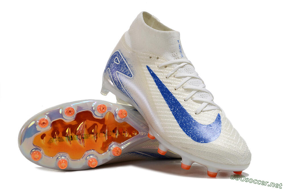 Unisex Nike Air Zoom Mercurial Superfly 10 Elite AG Football Boots - Beige/Blue 3