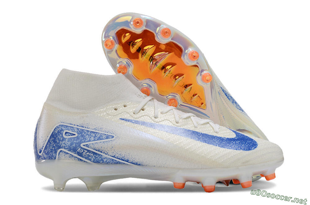 Unisex Nike Air Zoom Mercurial Superfly 10 Elite AG Football Boots - Beige/Blue 2