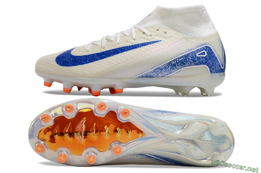 Unisex Nike Air Zoom Mercurial Superfly 10 Elite AG Football Boots - Beige/Blue 1