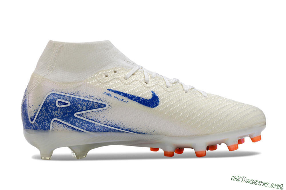 Unisex Nike Air Zoom Mercurial Superfly 10 Elite AG Football Boots - Beige/Blue 5