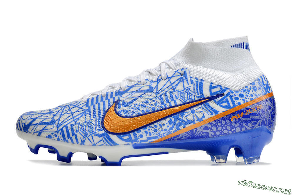 Men's Nike Air Zoom Mercurial Superfly 9 Elite FG Football Boots - White/Blue/Red 0