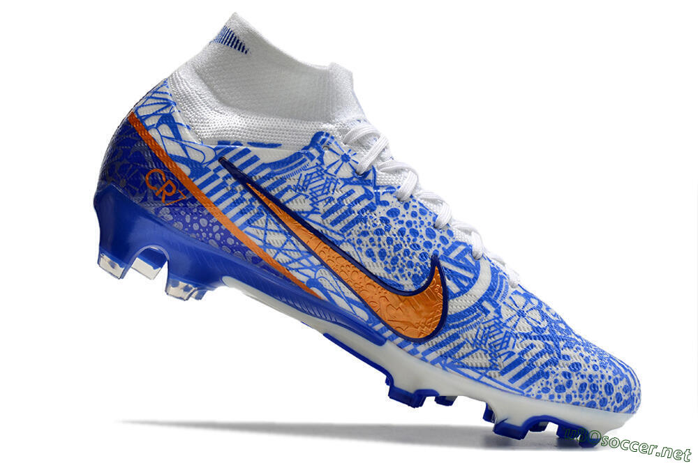 Men's Nike Air Zoom Mercurial Superfly 9 Elite FG Football Boots - White/Blue/Red 4