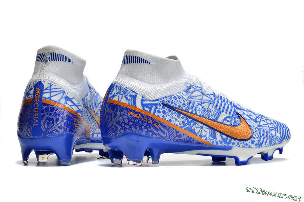 Men's Nike Air Zoom Mercurial Superfly 9 Elite FG Football Boots - White/Blue/Red 6