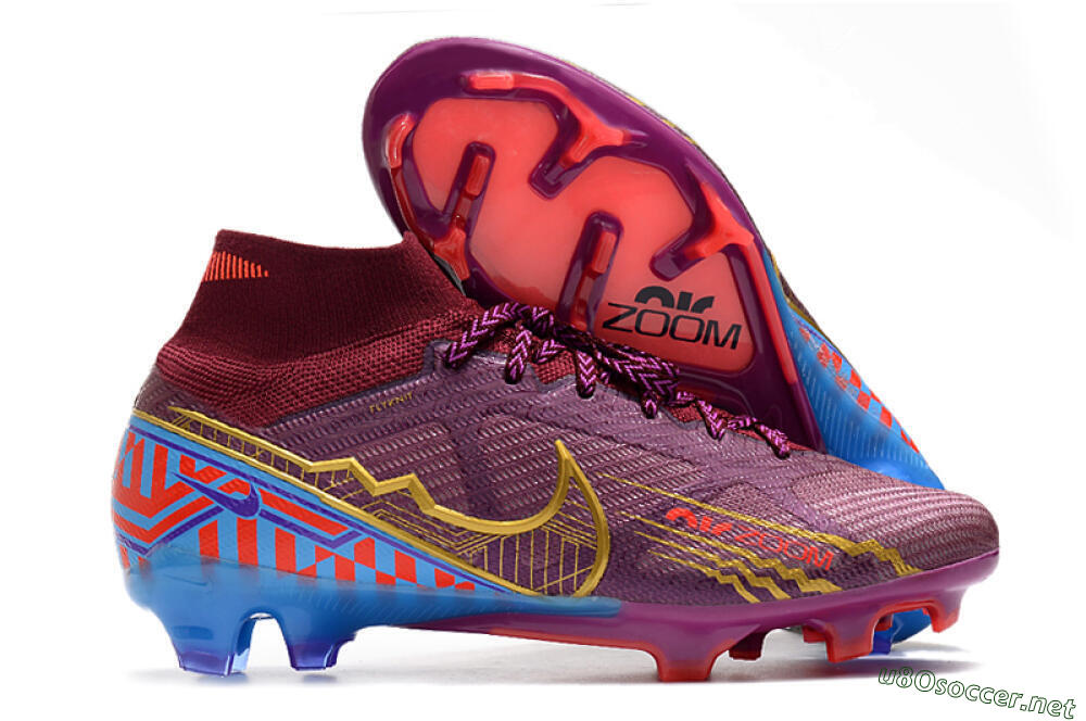 Men's Nike Air Zoom Mercurial Superfly 9 Elite FG Football Boots - Purple/Blue/Gold 2