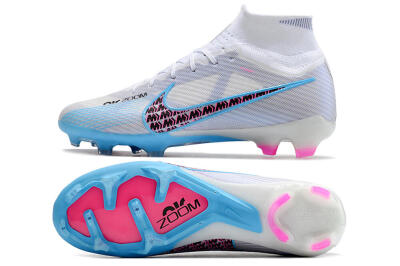 Men's Nike Air Zoom Mercurial Superfly 9 Elite FG Football Boots - White/Blue/Pink