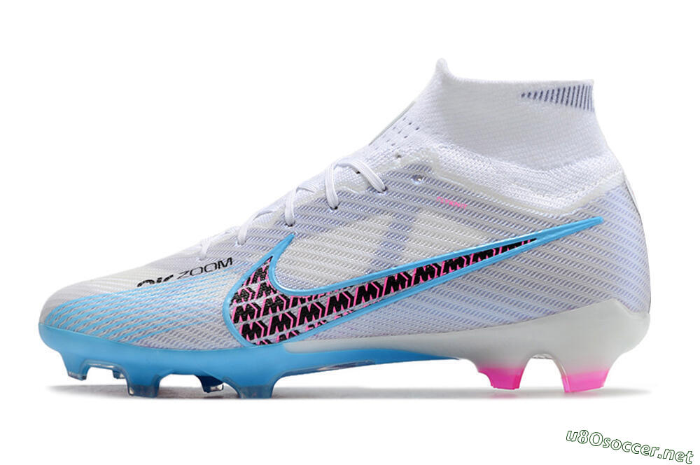 Men's Nike Air Zoom Mercurial Superfly 9 Elite FG Football Boots - White/Blue/Pink 0