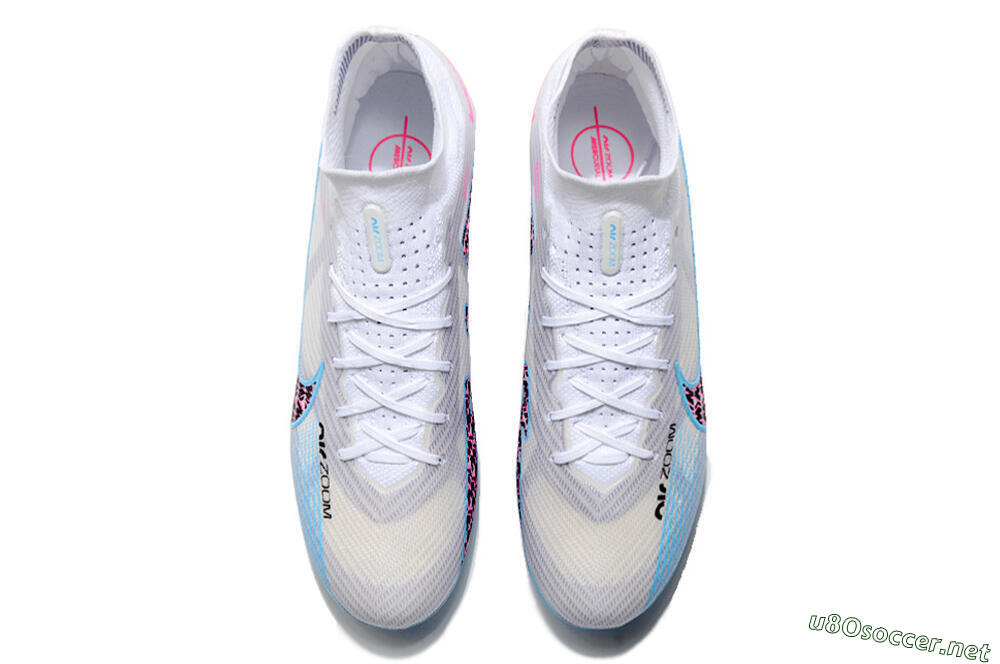 Men's Nike Air Zoom Mercurial Superfly 9 Elite FG Football Boots - White/Blue/Pink 4