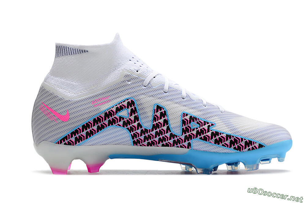 Men's Nike Air Zoom Mercurial Superfly 9 Elite FG Football Boots - White/Blue/Pink 7