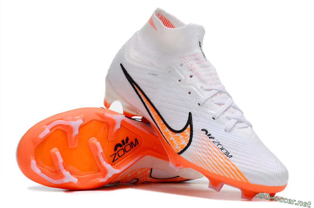 Men's Nike Air Zoom Mercurial Superfly 9 Elite FG Football Boots - White/Orange/Black 1