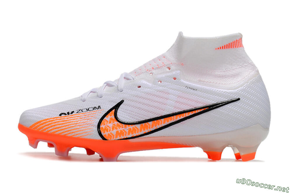 Men's Nike Air Zoom Mercurial Superfly 9 Elite FG Football Boots - White/Orange/Black 0