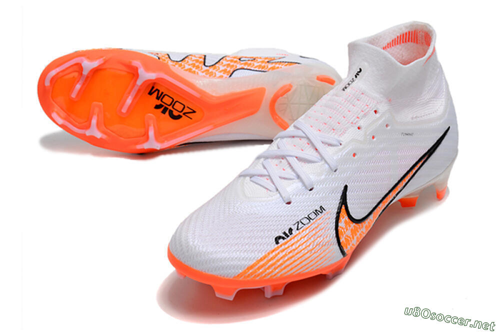 Men's Nike Air Zoom Mercurial Superfly 9 Elite FG Football Boots - White/Orange/Black 3
