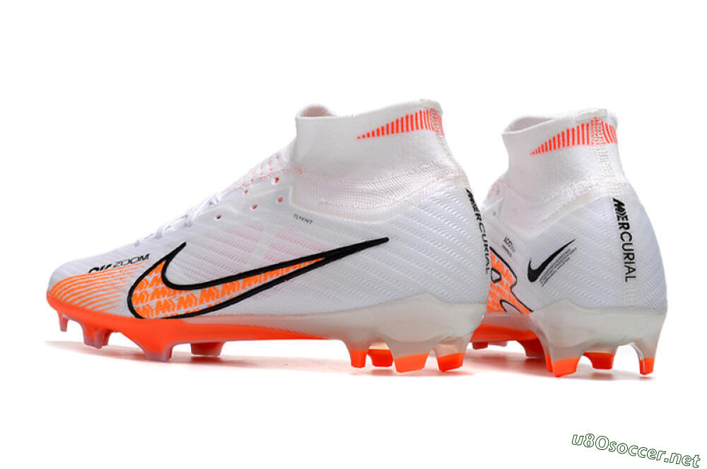 Men's Nike Air Zoom Mercurial Superfly 9 Elite FG Football Boots - White/Orange/Black 4