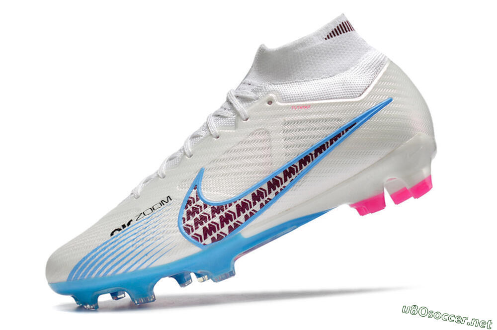 Men's Nike Air Zoom Mercurial Superfly 9 Elite FG Football Boots - Grey/Blue/Red 5