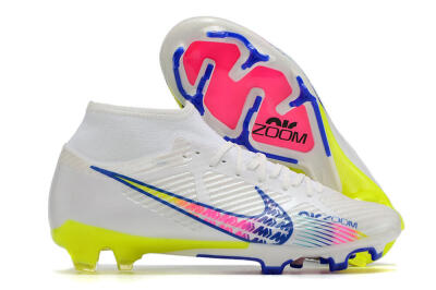 Men's Nike Air Zoom Mercurial Superfly 9 Elite FG Football Boots - White/Blue/Pink/Green