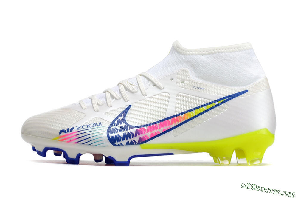 Men's Nike Air Zoom Mercurial Superfly 9 Elite FG Football Boots - White/Blue/Pink/Green 0