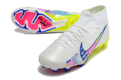 Men's Nike Air Zoom Mercurial Superfly 9 Elite FG Football Boots - White/Blue/Pink/Green