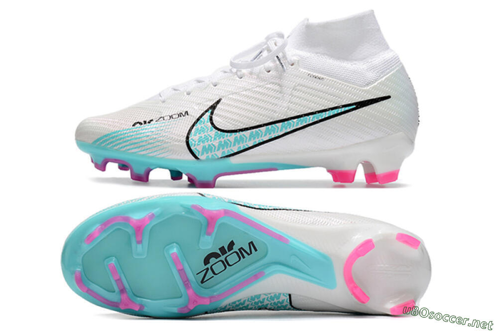 Unisex Nike Air Zoom Mercurial Superfly 9 Elite FG Football Boots - White/Blue/Black 1