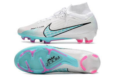 Unisex Nike Air Zoom Mercurial Superfly 9 Elite FG Football Boots - White/Blue/Black