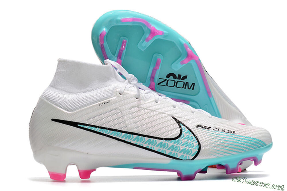 Unisex Nike Air Zoom Mercurial Superfly 9 Elite FG Football Boots - White/Blue/Black 2