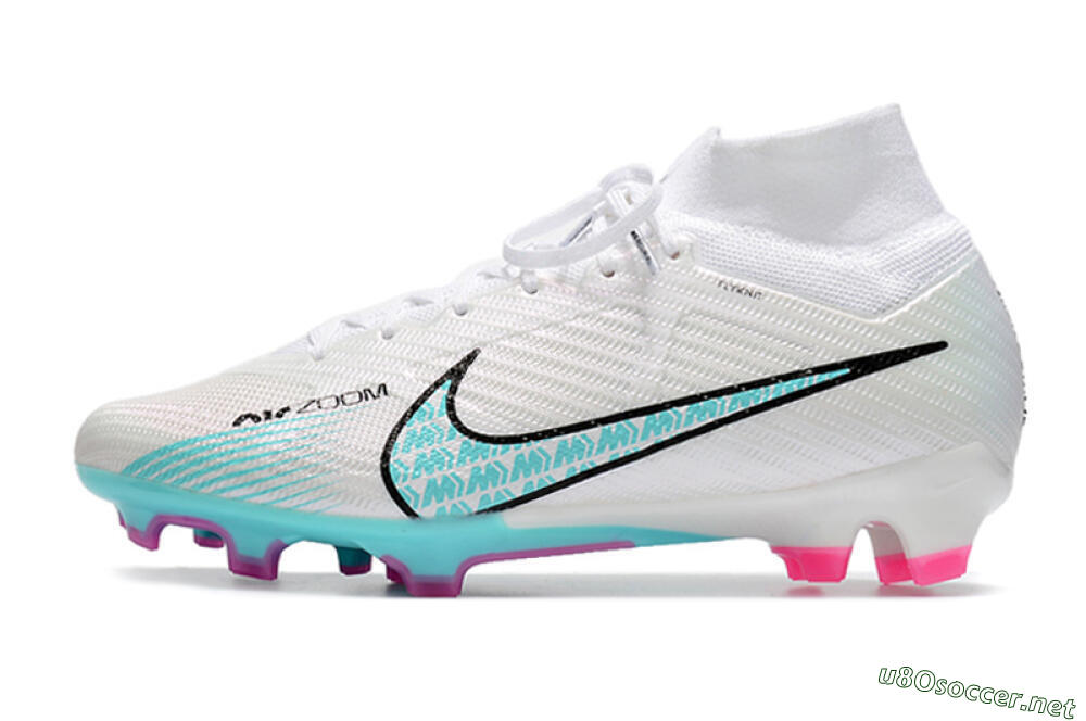 Unisex Nike Air Zoom Mercurial Superfly 9 Elite FG Football Boots - White/Blue/Black 0