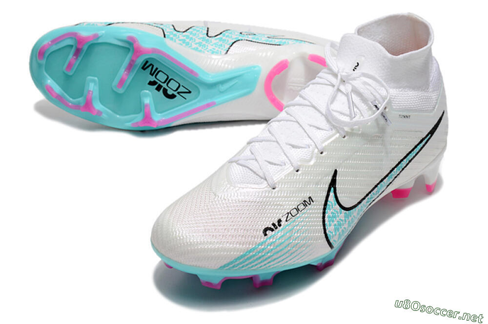 Unisex Nike Air Zoom Mercurial Superfly 9 Elite FG Football Boots - White/Blue/Black 3