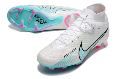Unisex Nike Air Zoom Mercurial Superfly 9 Elite FG Football Boots - White/Blue/Black