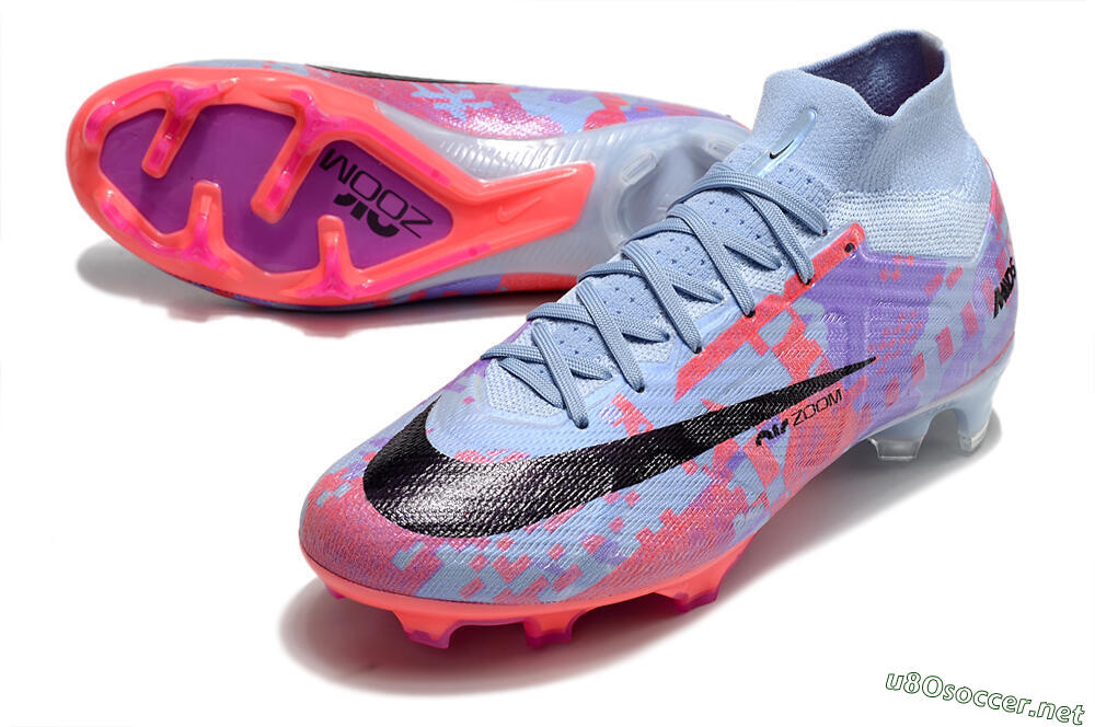 Unisex Nike Air Zoom Mercurial Superfly 9 Elite FG Football Boots - Blue/Purple/Pink 3