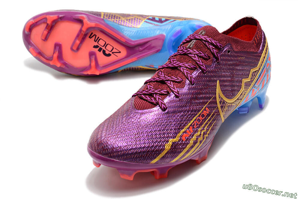 Men's Nike Air Zoom Mercurial Vapor 15 Elite FG Football Boots - Purple/Blue/Gold 3