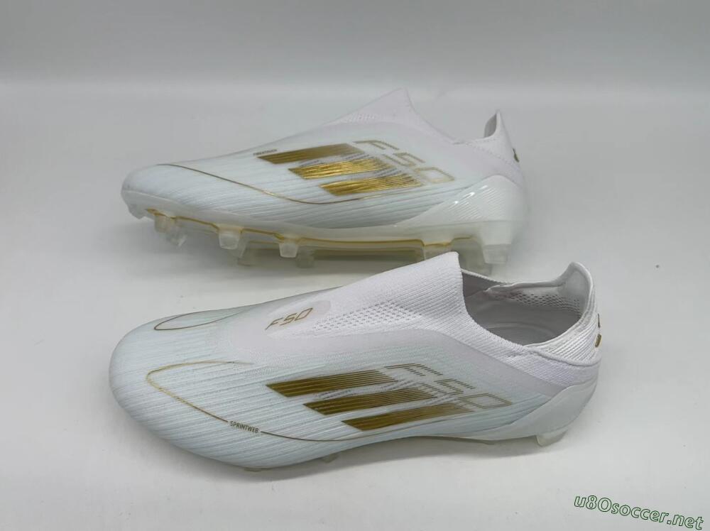 Men's Adidas F50+ Adizero FG Football Boots - White/Gold