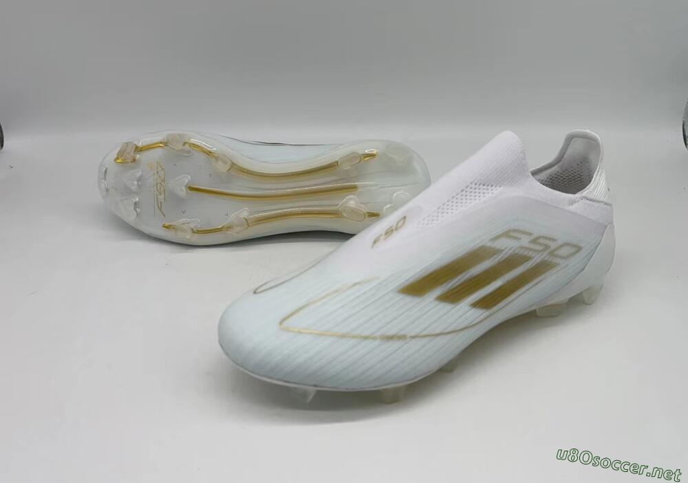 Men's Adidas F50+ Adizero FG Football Boots - White/Gold