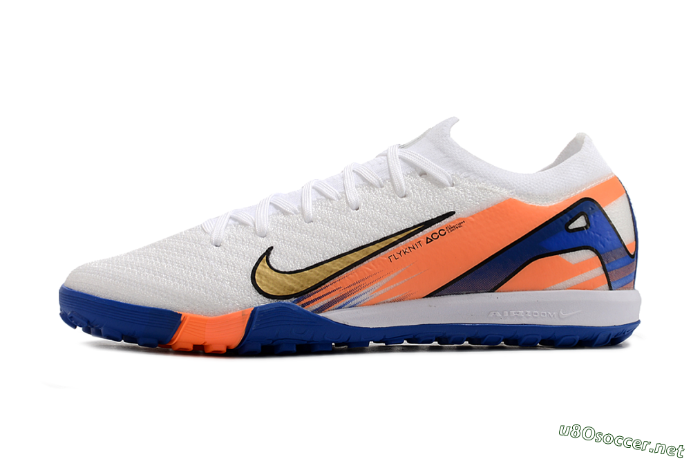 Men's Nike Air Zoom Mercurial Vapor 16 Elite TF Football Shoes - White/Orange/Blue 0