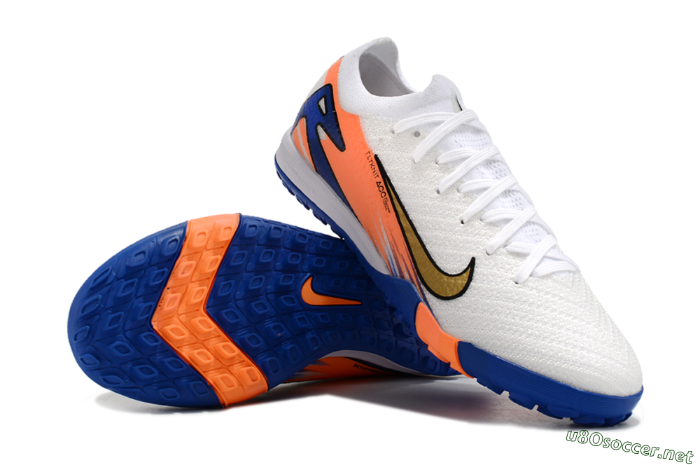 Men's Nike Air Zoom Mercurial Vapor 16 Elite TF Football Shoes - White/Orange/Blue 1