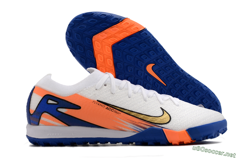 Men's Nike Air Zoom Mercurial Vapor 16 Elite TF Football Shoes - White/Orange/Blue 2