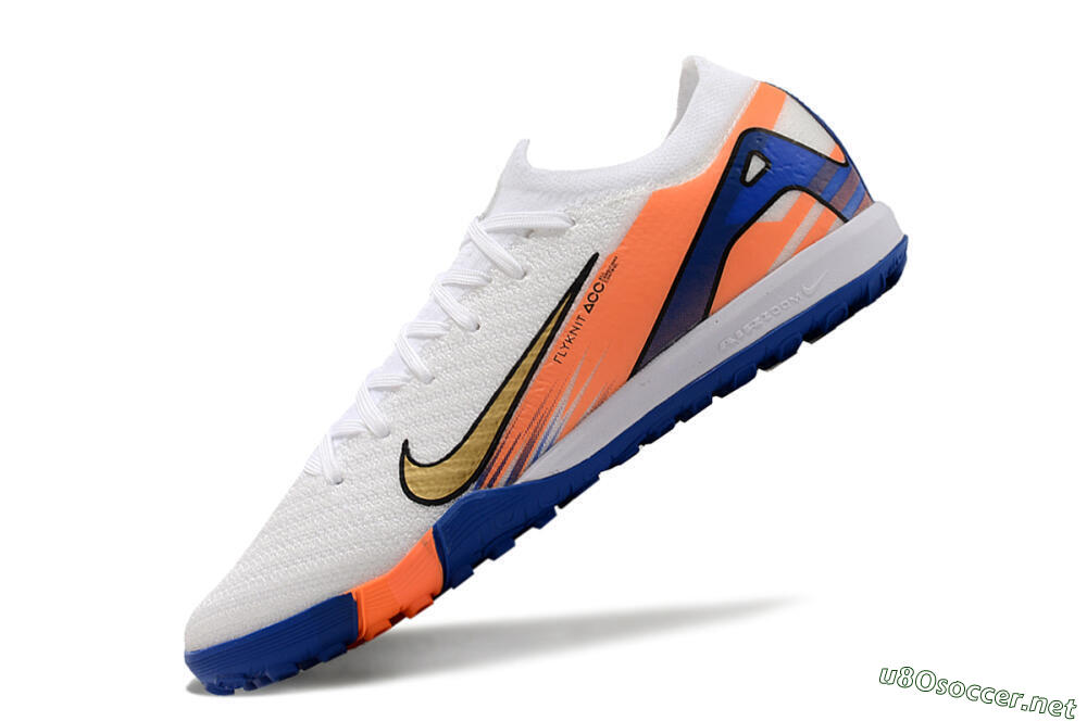 Men's Nike Air Zoom Mercurial Vapor 16 Elite TF Football Shoes - White/Orange/Blue 5