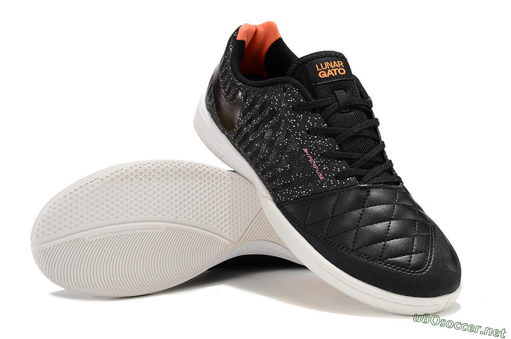Unisex Nike Lunar Gato 2 TF Football Shoes - Black/White/Orange 3