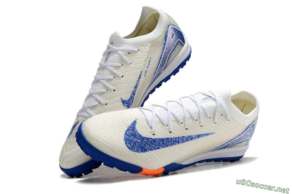 Men's Nike Air Zoom Mercurial Vapor 16 Elite TF Football Shoes - White/Blue/Orange 5