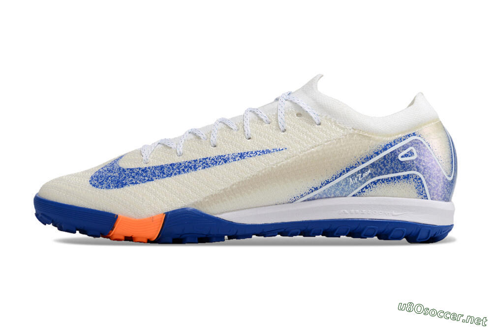 Men's Nike Air Zoom Mercurial Vapor 16 Elite TF Football Shoes - White/Blue/Orange 0