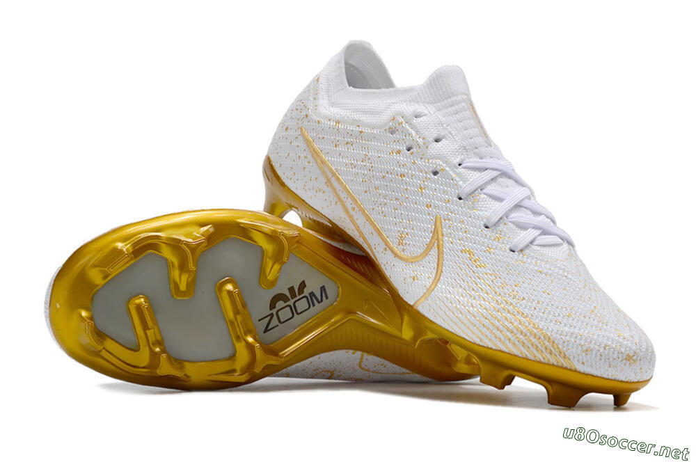 Men's Nike Air Zoom Mercurial Vapor 15 Elite FG Football Boots - White/Gold 1