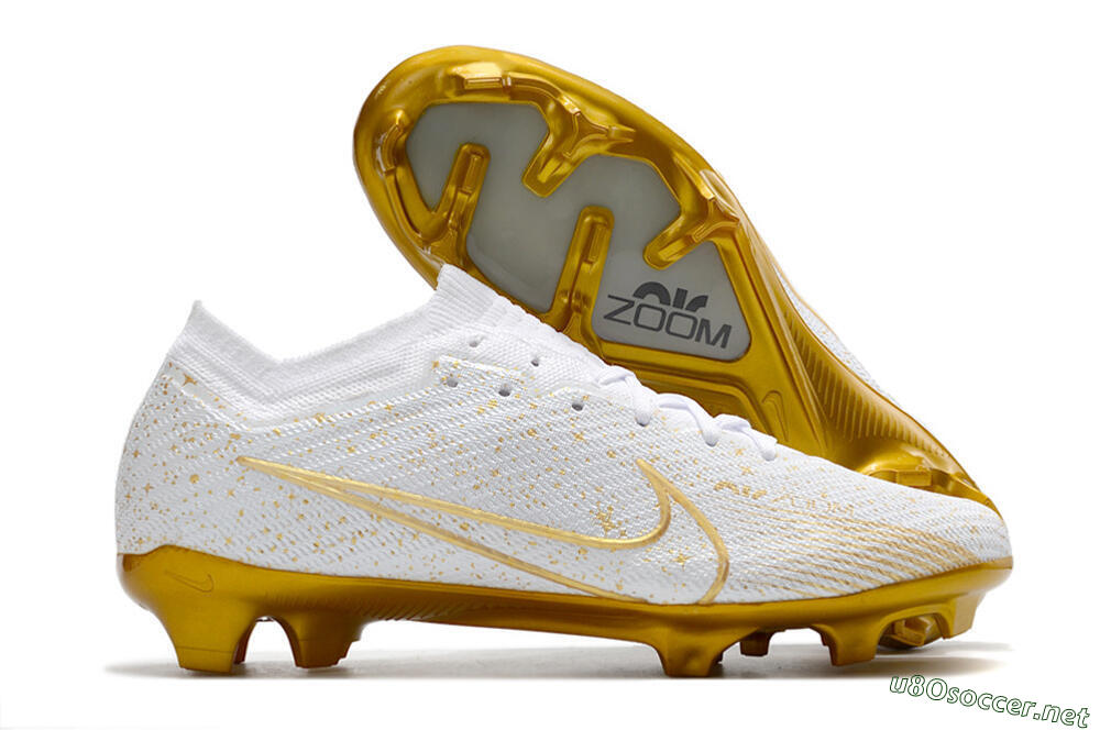 Men's Nike Air Zoom Mercurial Vapor 15 Elite FG Football Boots - White/Gold 2