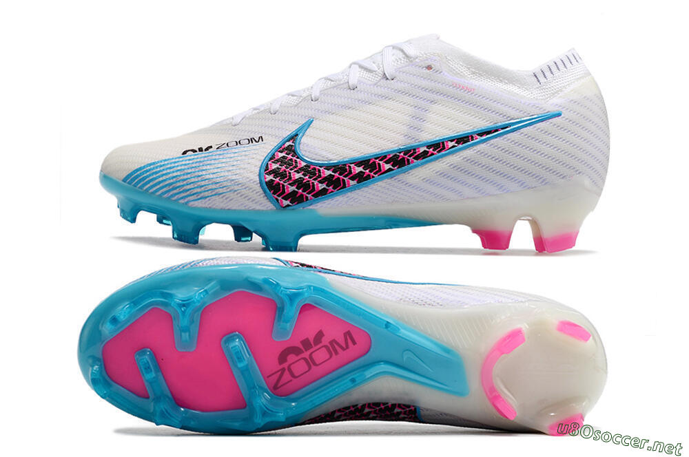 Unisex Nike Air Zoom Mercurial Vapor 15 Elite FG Football Boots - White/Blue/Black/Pink 1