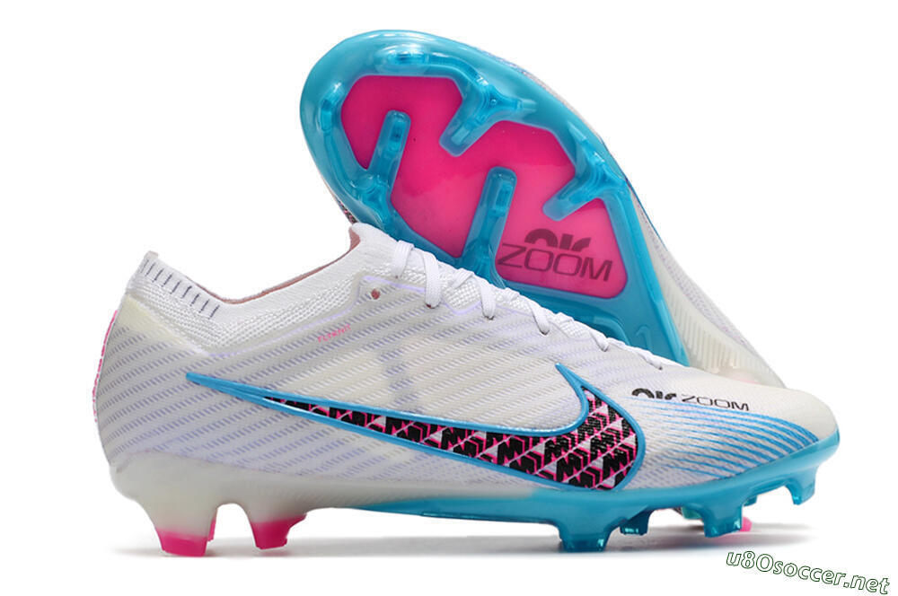 Unisex Nike Air Zoom Mercurial Vapor 15 Elite FG Football Boots - White/Blue/Black/Pink 2