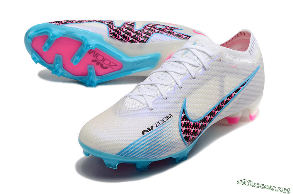 Unisex Nike Air Zoom Mercurial Vapor 15 Elite FG Football Boots - White/Blue/Black/Pink 3