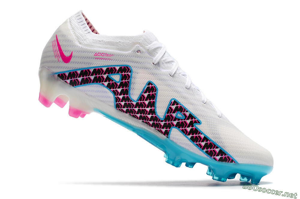 Unisex Nike Air Zoom Mercurial Vapor 15 Elite FG Football Boots - White/Blue/Black/Pink 4