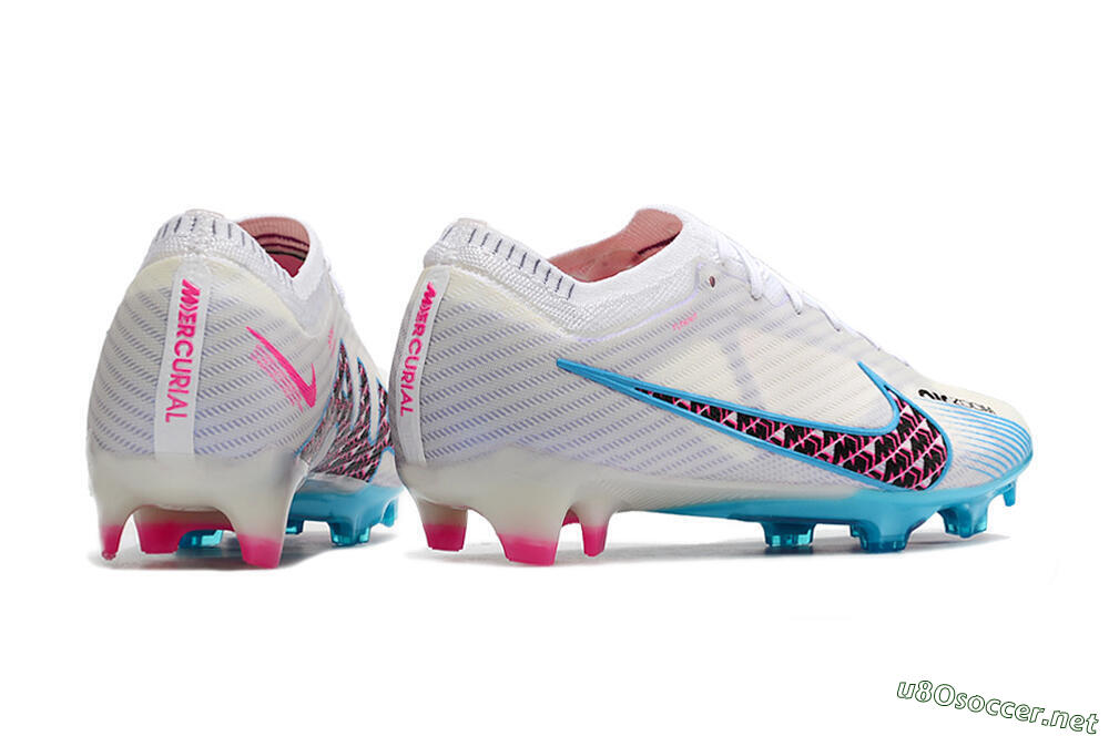 Unisex Nike Air Zoom Mercurial Vapor 15 Elite FG Football Boots - White/Blue/Black/Pink 6