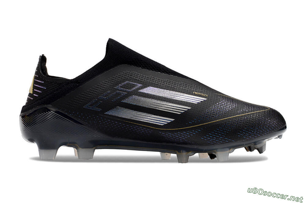 Unisex Adidas F50+ Adizero FG Football Boots - Black/Purple/Gold 7