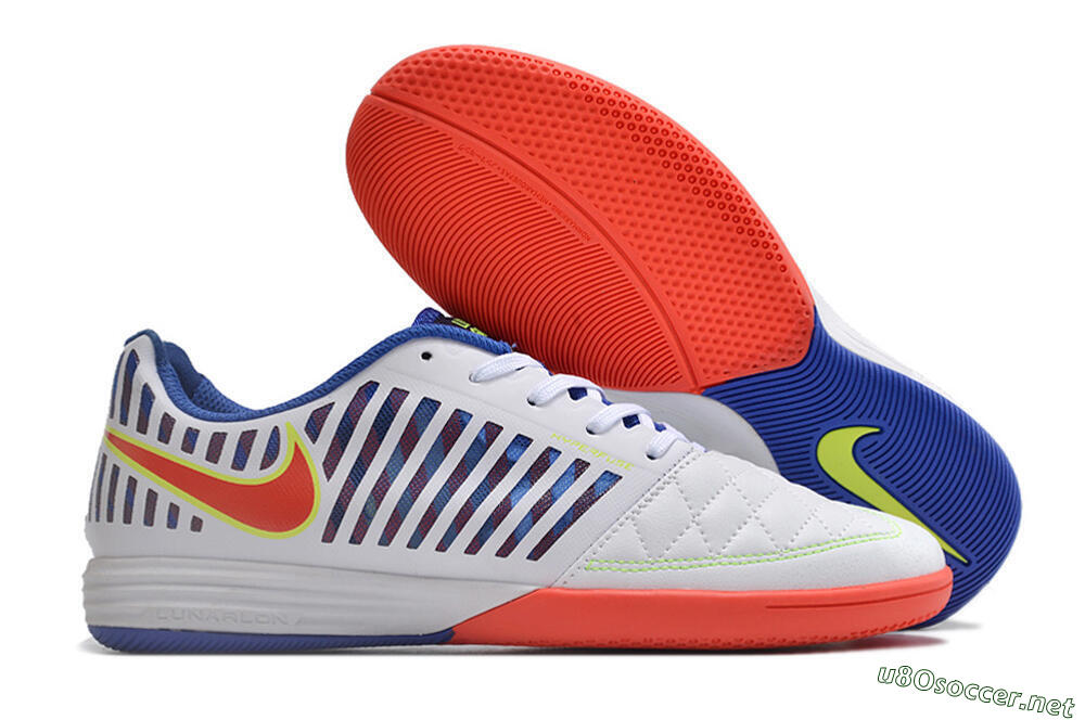 Unisex Nike Lunar Gato 2 IC Football Shoes - White/Blue/Red 2