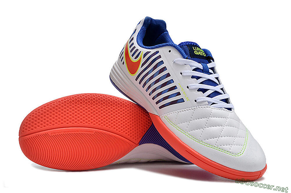 Unisex Nike Lunar Gato 2 IC Football Shoes - White/Blue/Red 3