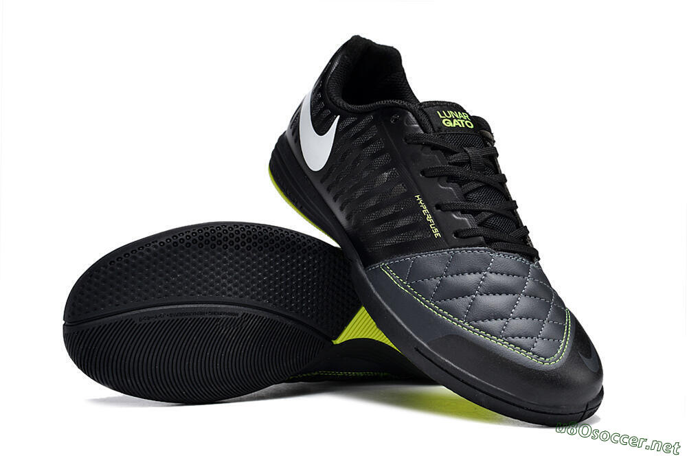 Unisex Nike Lunar Gato 2 IC Football Shoes - Black/White/Yellow 3